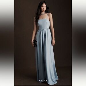 BHLDN Elsie Straight-Neck Satin A-Line Bridesmaid Gown NWT